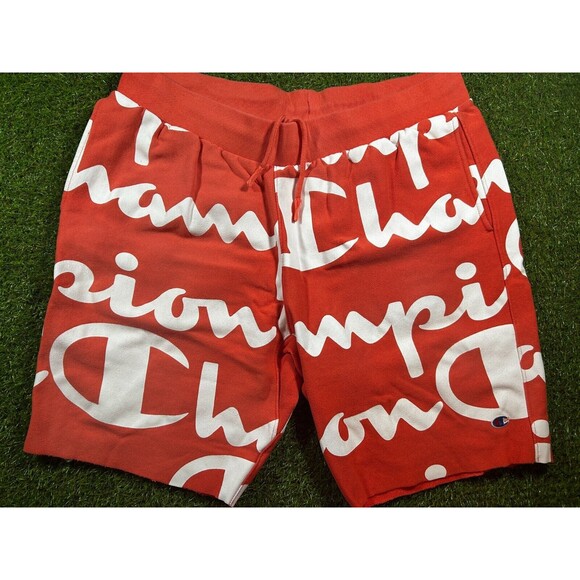 Champion Mens Sweat Shorts Reverse Weave Salmon Red White Pink Size 2XL XXL EUC - Picture 1 of 8